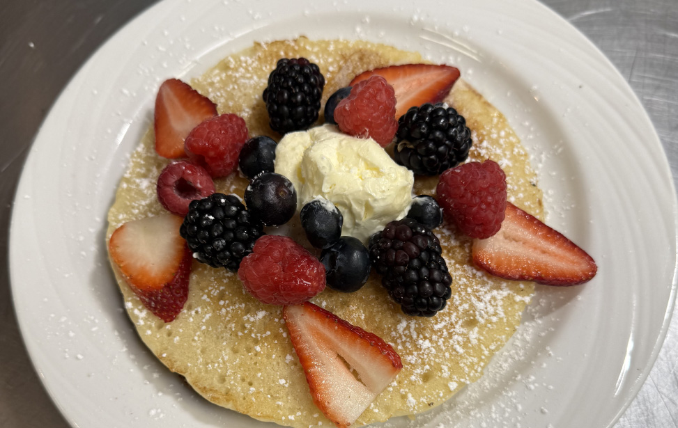 Buttermilk pancakes with mixed berries