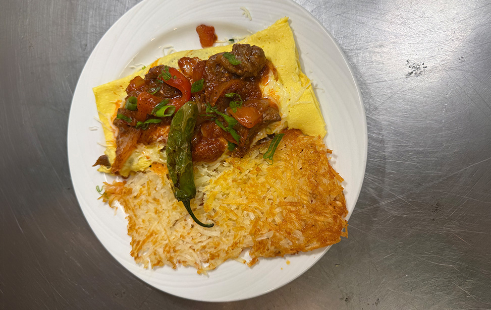 Steak ranchero omelette